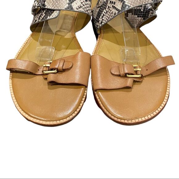 NEW Bass Monica LeatherTan Snake Toe Ring Thong Sandals 11 11M - Picture 3 of 5